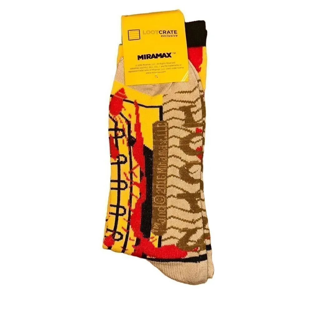 NWT Kill Bill Vol. 1 Socks Loot Crate Exclusive Yellow Blood Splatter Miramax